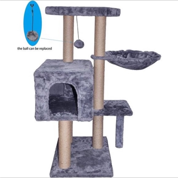 Cat tower Furniture Jute-Covered Scratching Posts with a Ball Active - Picture 2 of 7